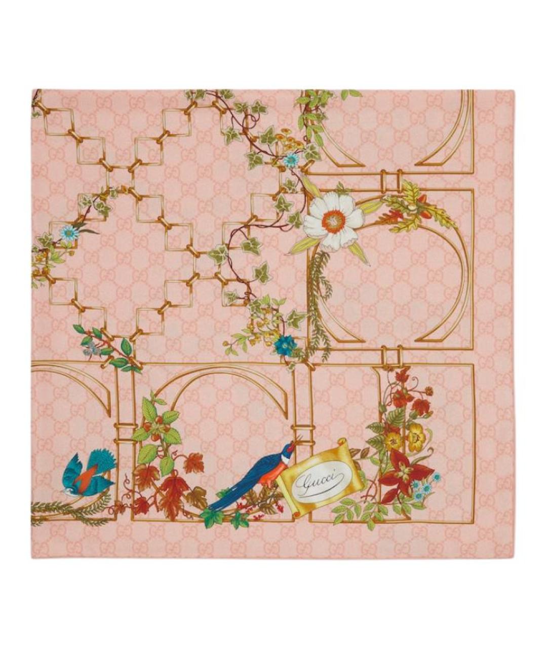 GUCCI Розовый шелковый шарф, фото 2