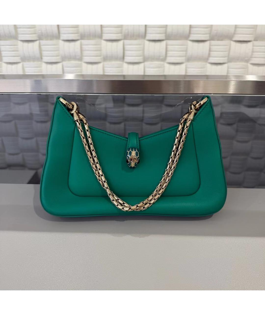 BVLGARI Зеленая кожаная сумка через плечо, фото 2