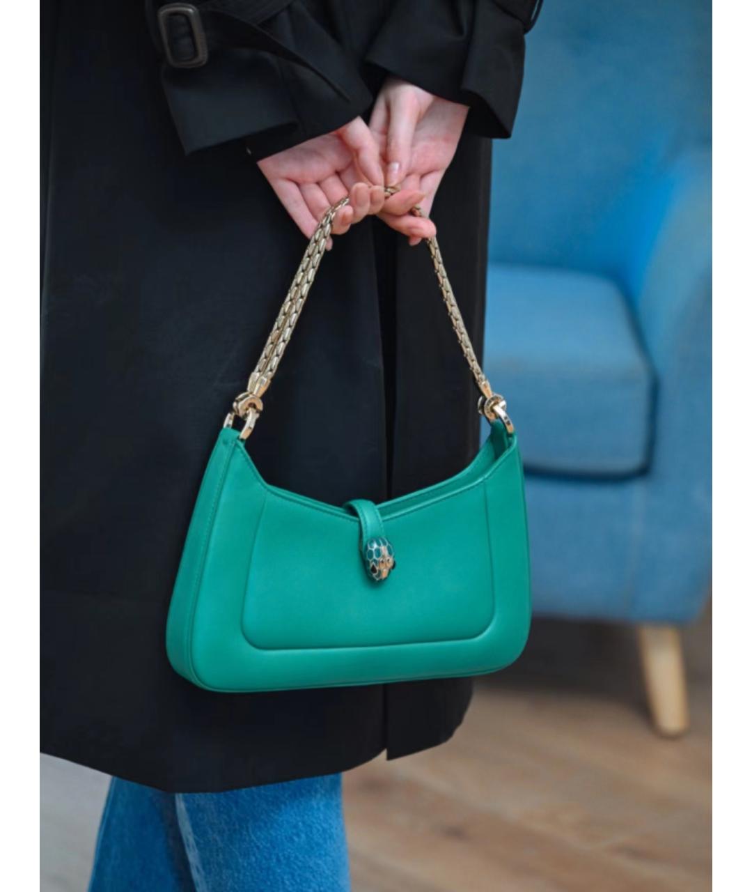 BVLGARI Зеленая кожаная сумка через плечо, фото 8