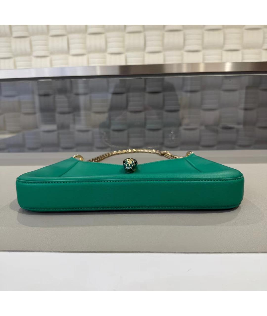 BVLGARI Зеленая кожаная сумка через плечо, фото 6