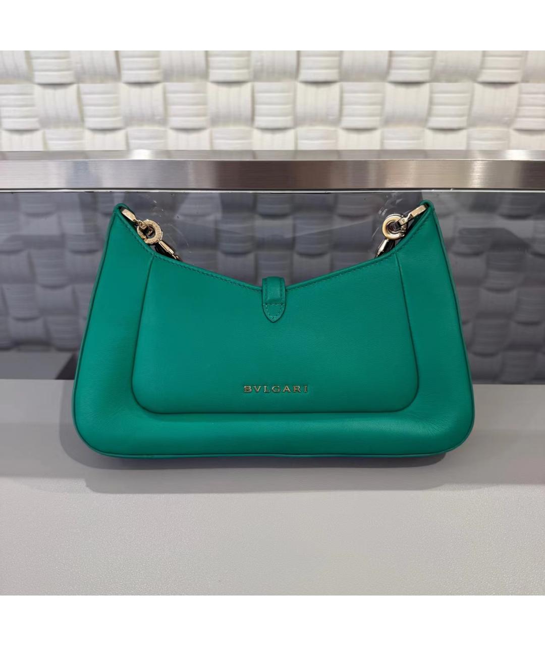 BVLGARI Зеленая кожаная сумка через плечо, фото 3