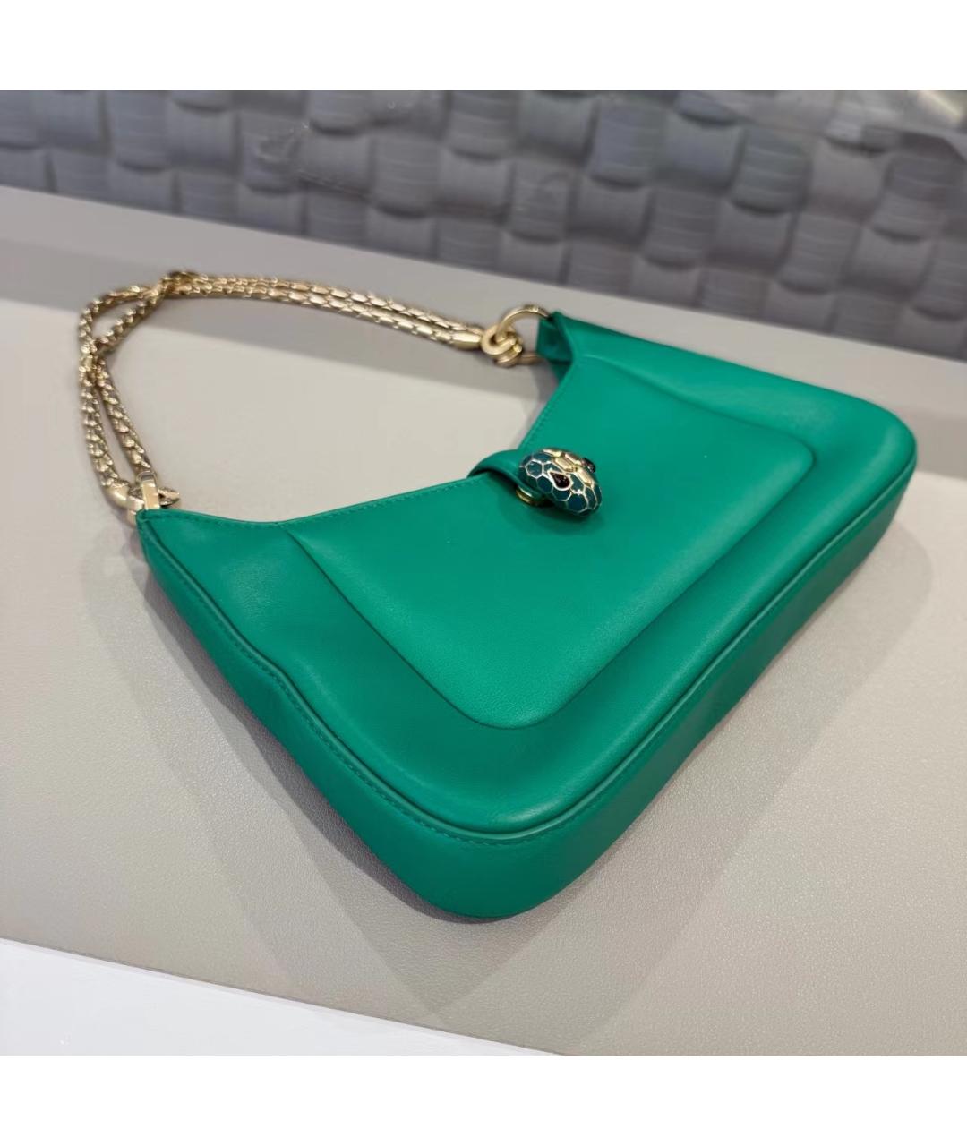 BVLGARI Зеленая кожаная сумка через плечо, фото 4