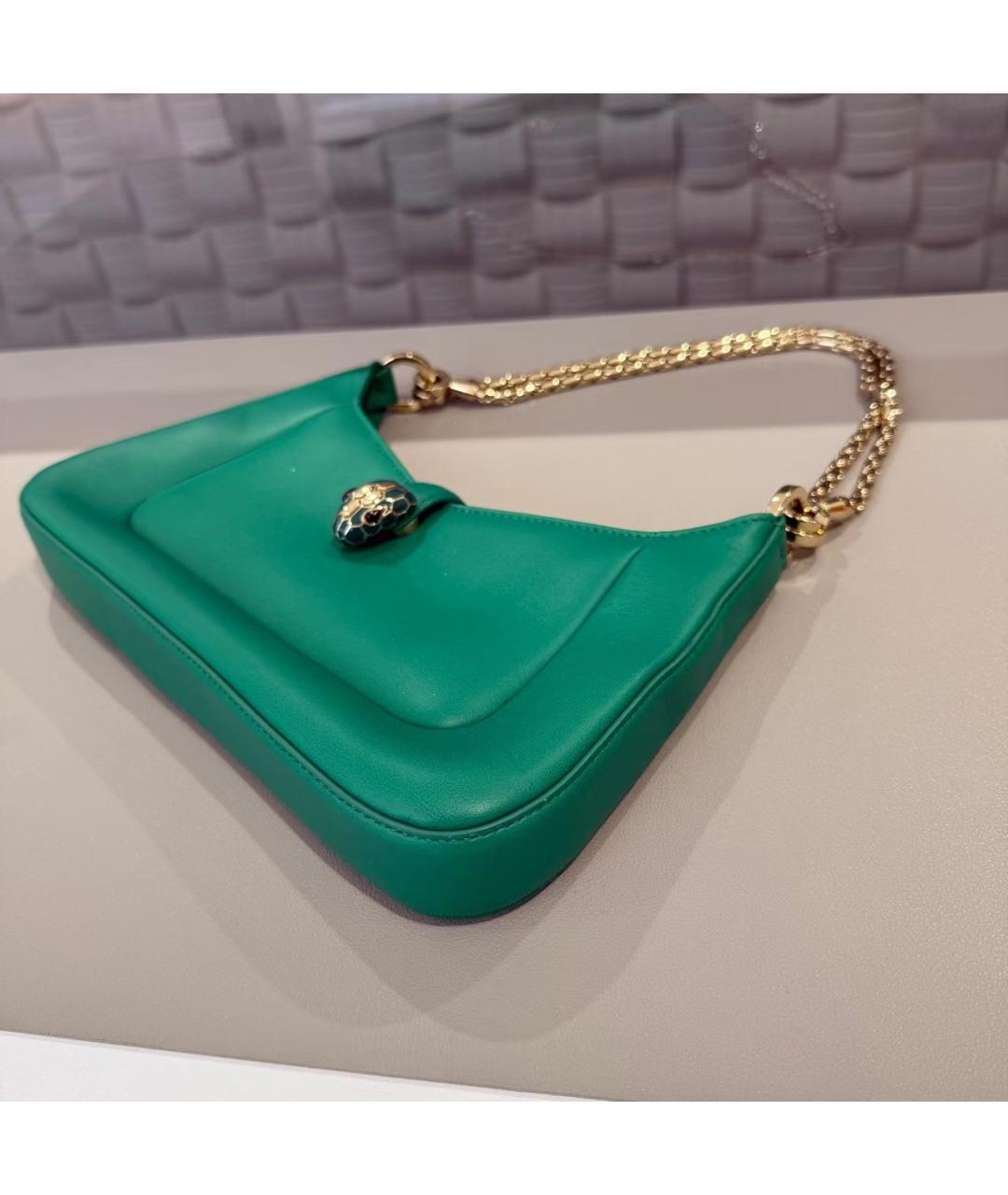 BVLGARI Зеленая кожаная сумка через плечо, фото 5