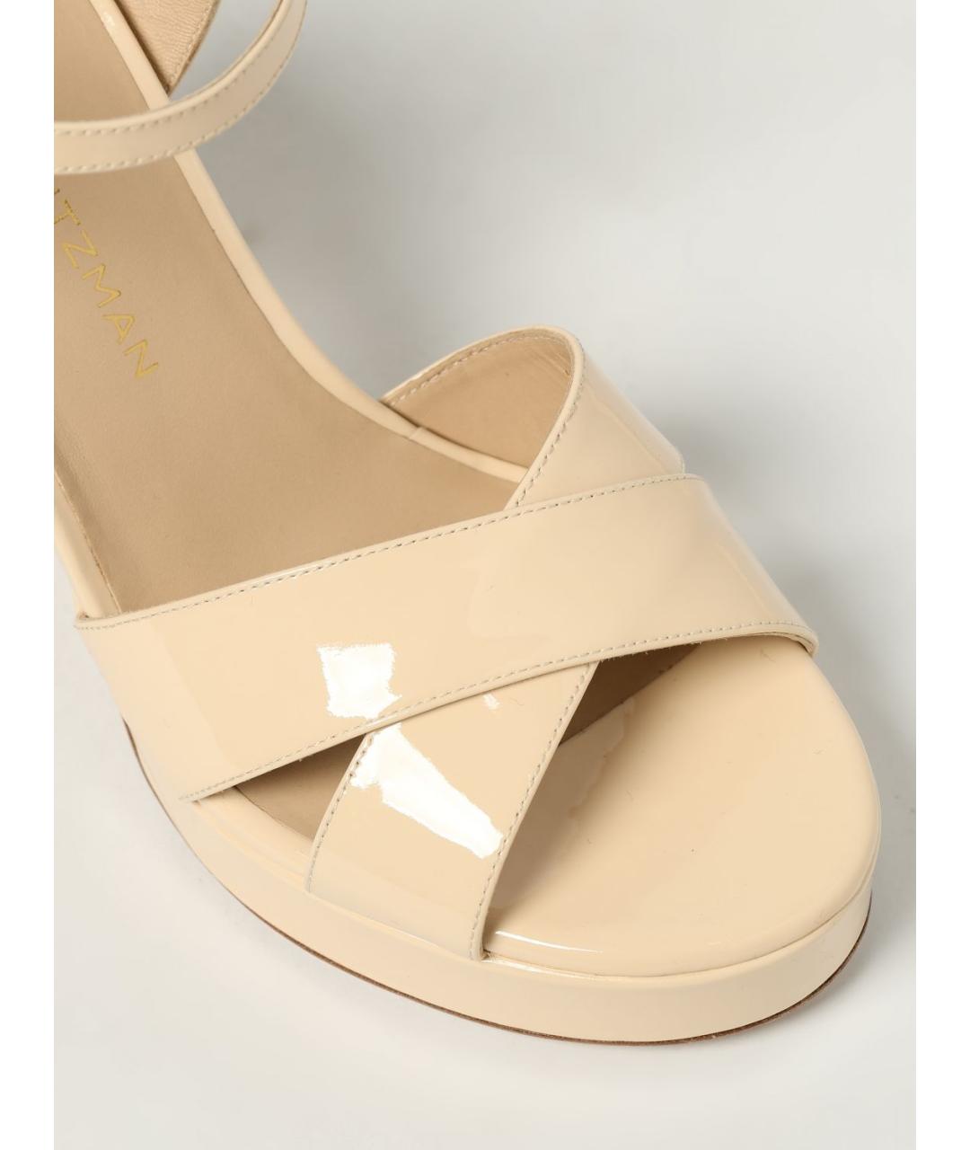 STUART WEITZMAN Бежевые кожаные босоножки, фото 4