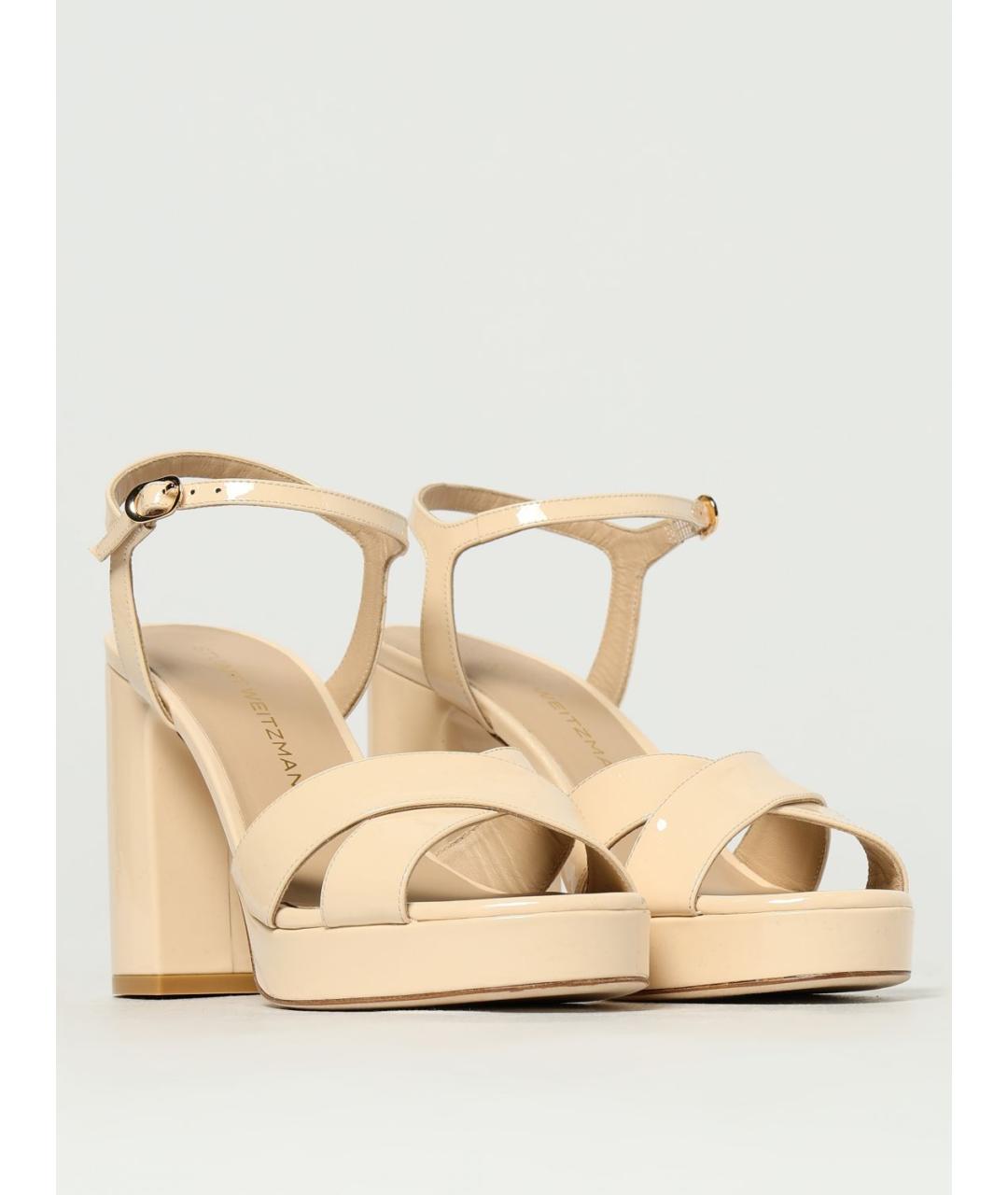 STUART WEITZMAN Бежевые кожаные босоножки, фото 2