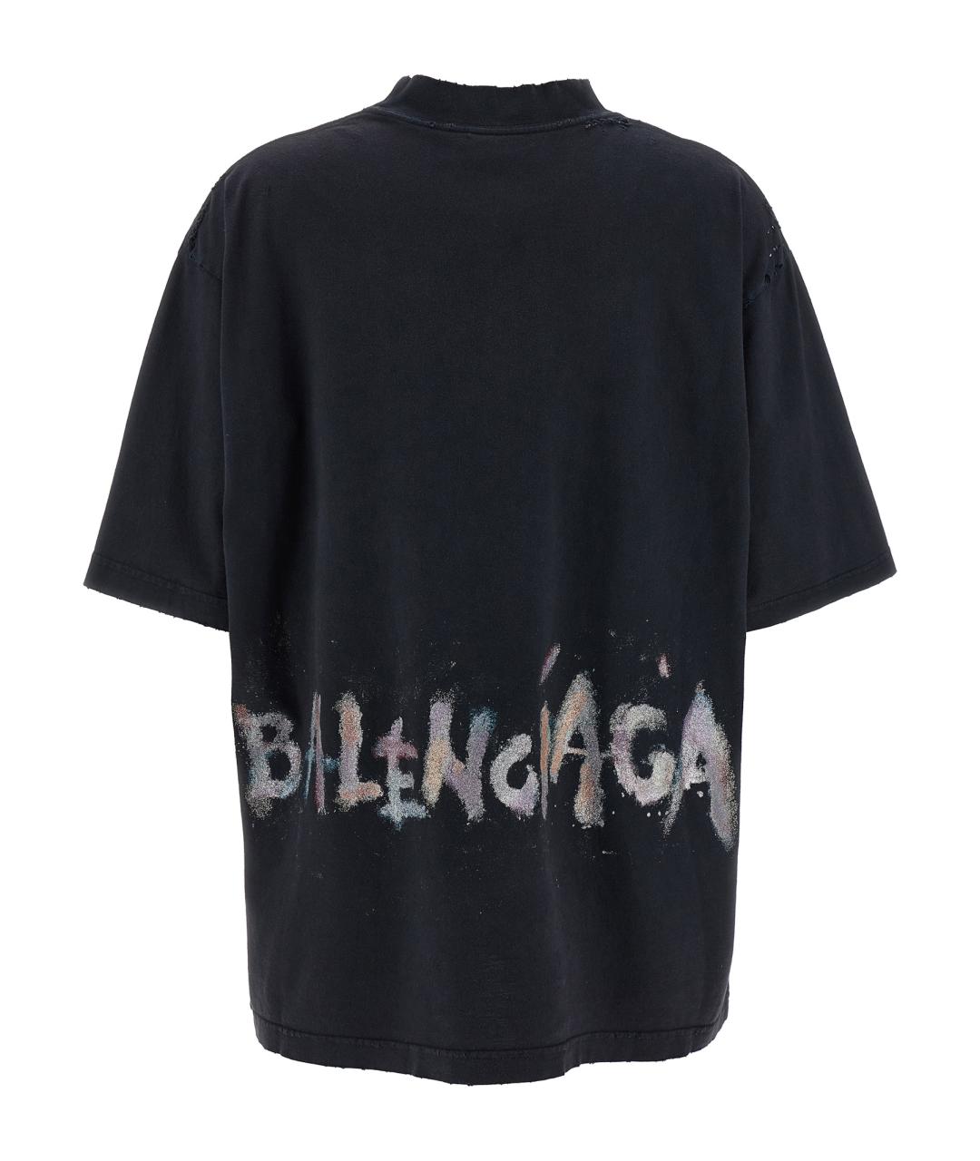 BALENCIAGA Черная хлопковая футболка, фото 2
