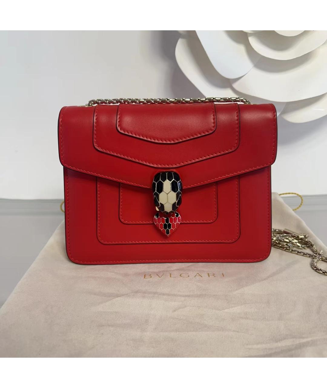 BVLGARI Красная кожаная сумка через плечо, фото 2