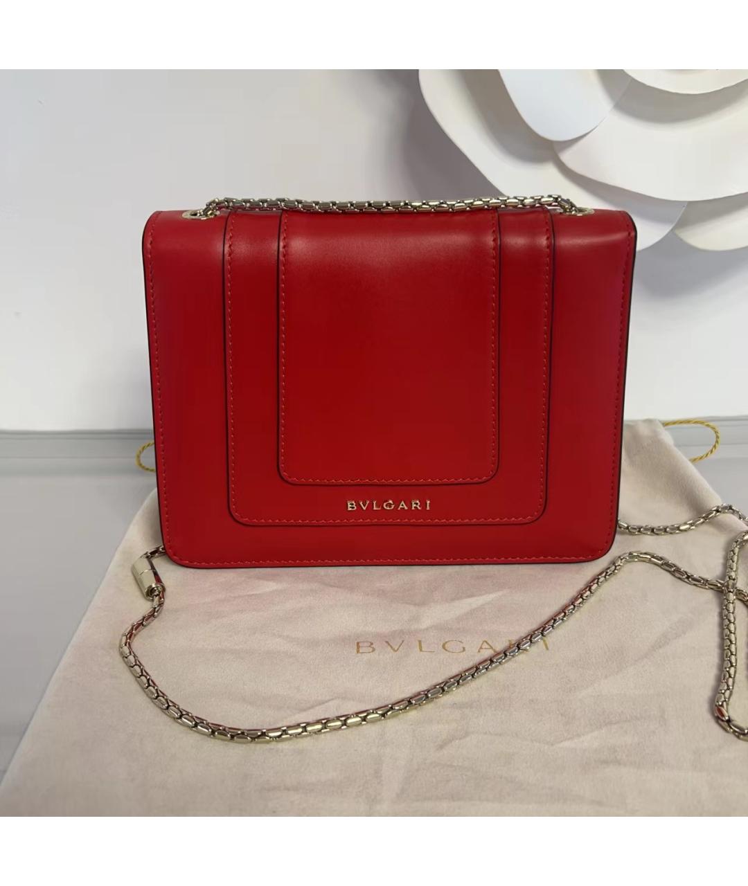 BVLGARI Красная кожаная сумка через плечо, фото 3
