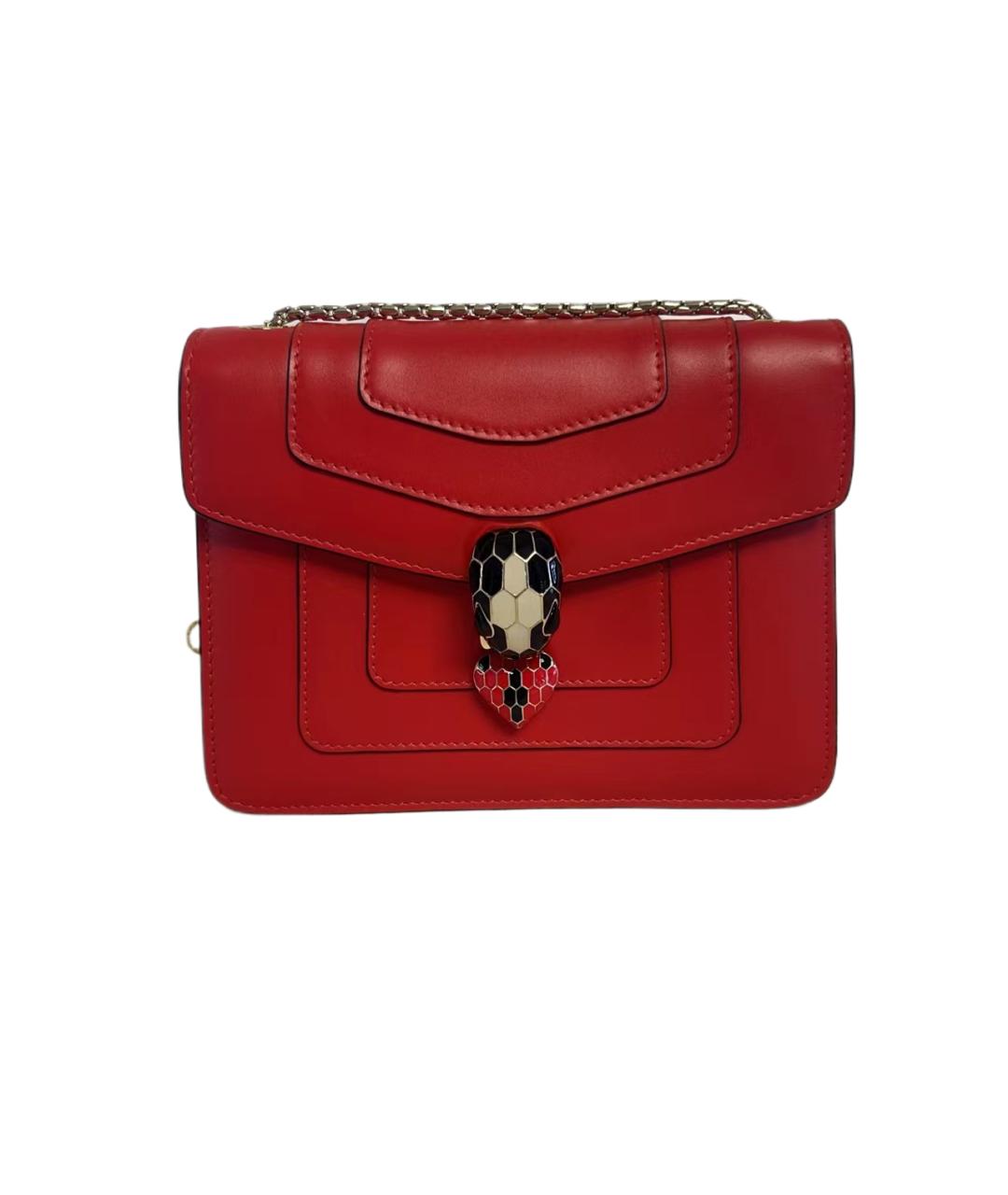 BVLGARI Красная кожаная сумка через плечо, фото 1