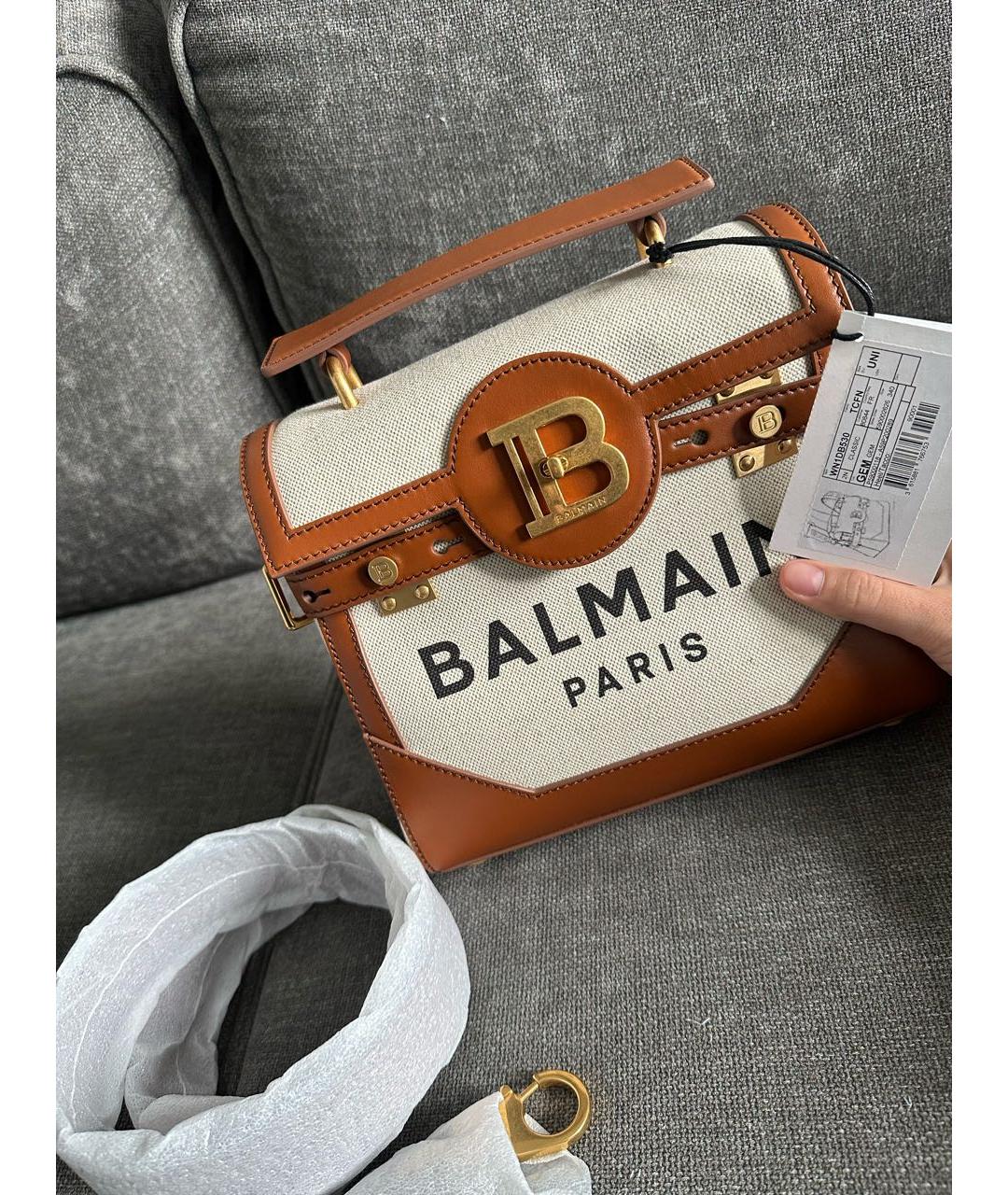 BALMAIN Бежевая кожаная сумка через плечо, фото 5