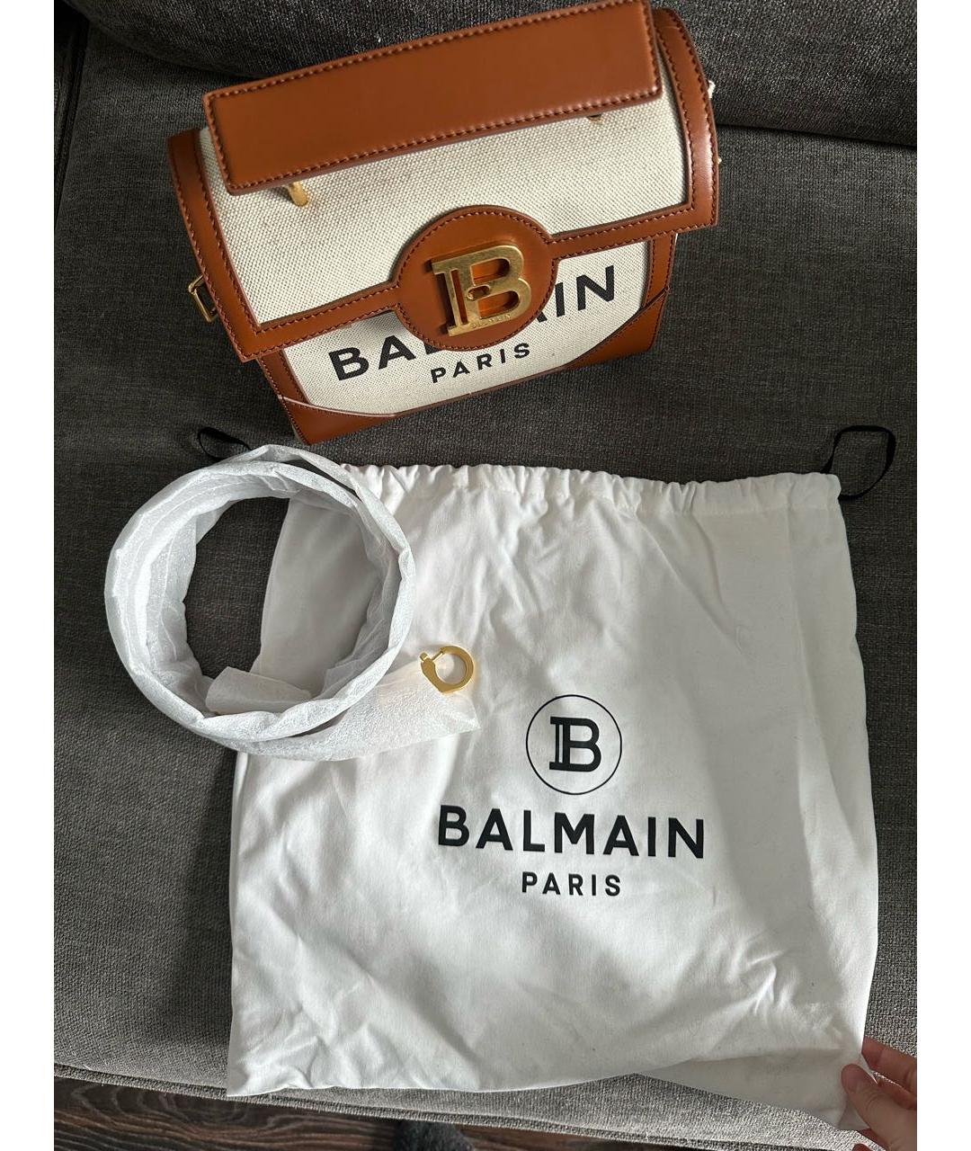 BALMAIN Бежевая кожаная сумка через плечо, фото 4