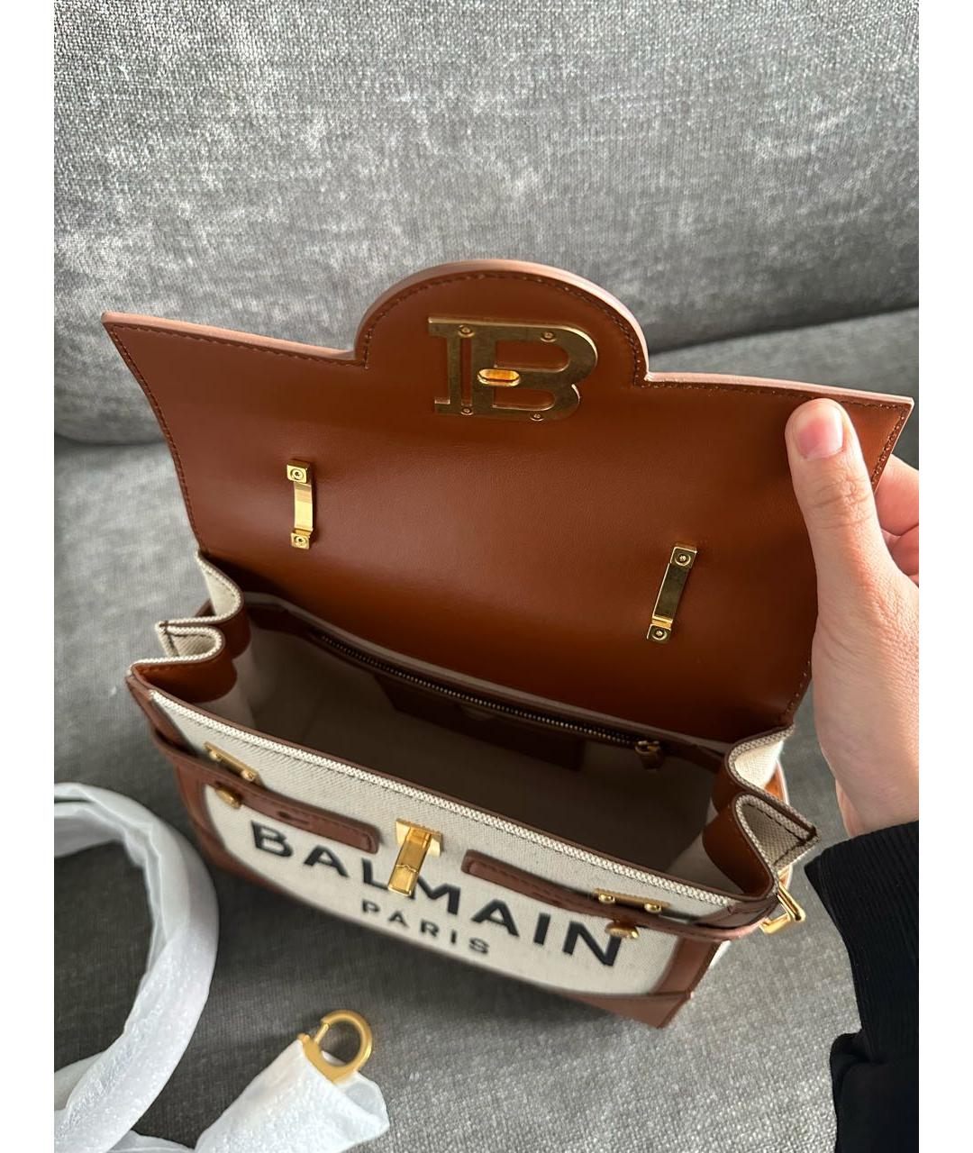 BALMAIN Бежевая кожаная сумка через плечо, фото 3
