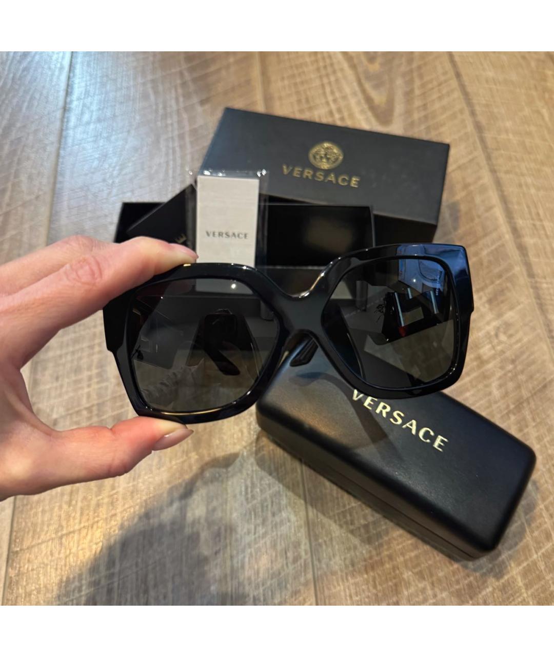 VERSACE Черные пластиковые солнцезащитные очки, фото 5