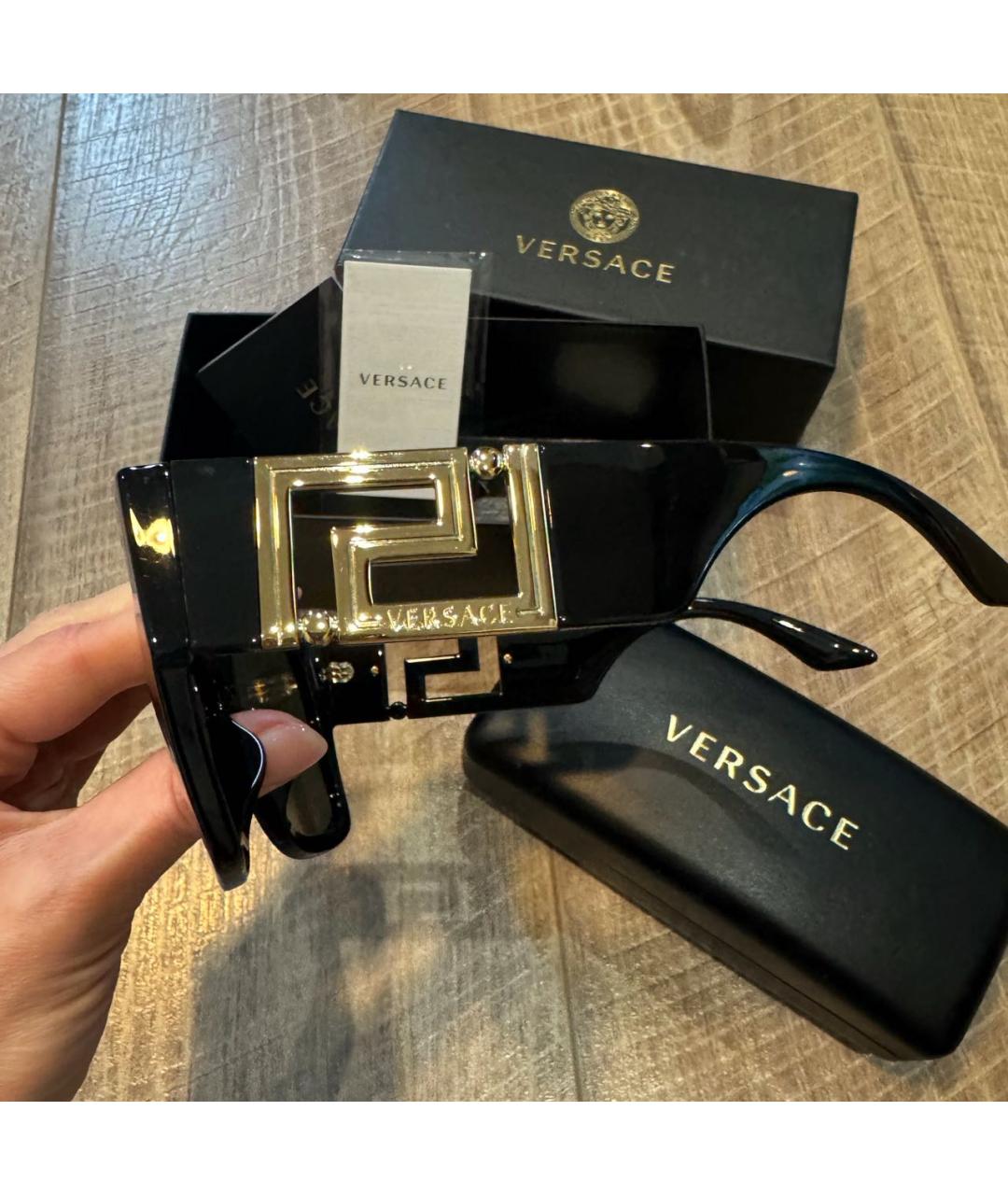 VERSACE Черные пластиковые солнцезащитные очки, фото 2