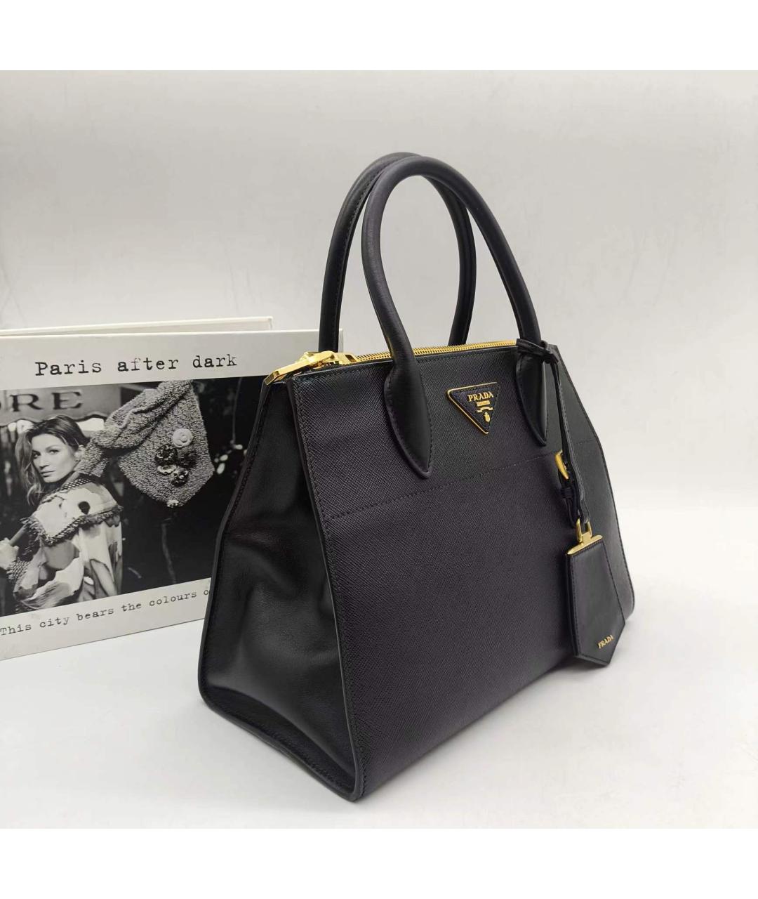 PRADA Черная кожаная сумка тоут, фото 4