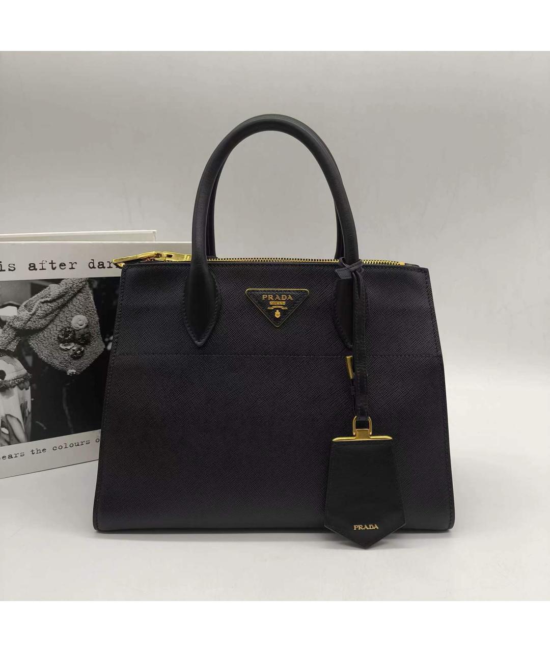 PRADA Черная кожаная сумка тоут, фото 2
