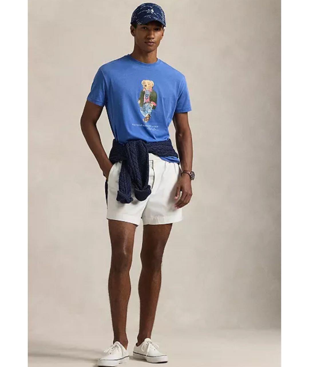 POLO RALPH LAUREN Синяя хлопковая футболка, фото 4