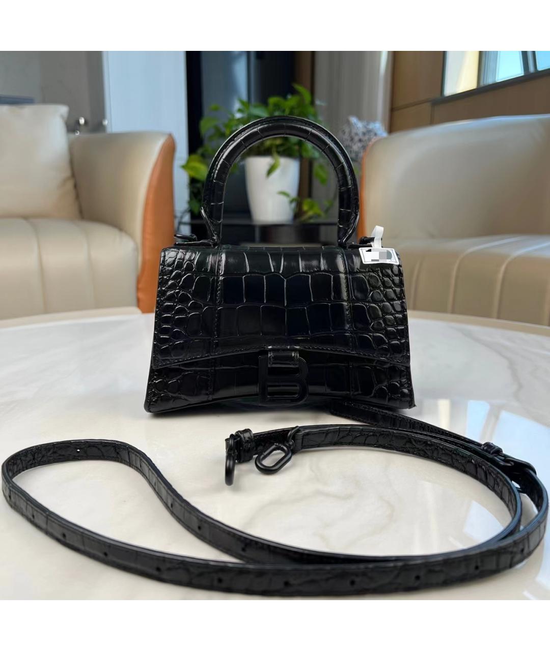 BALENCIAGA Черная кожаная сумка с короткими ручками, фото 7