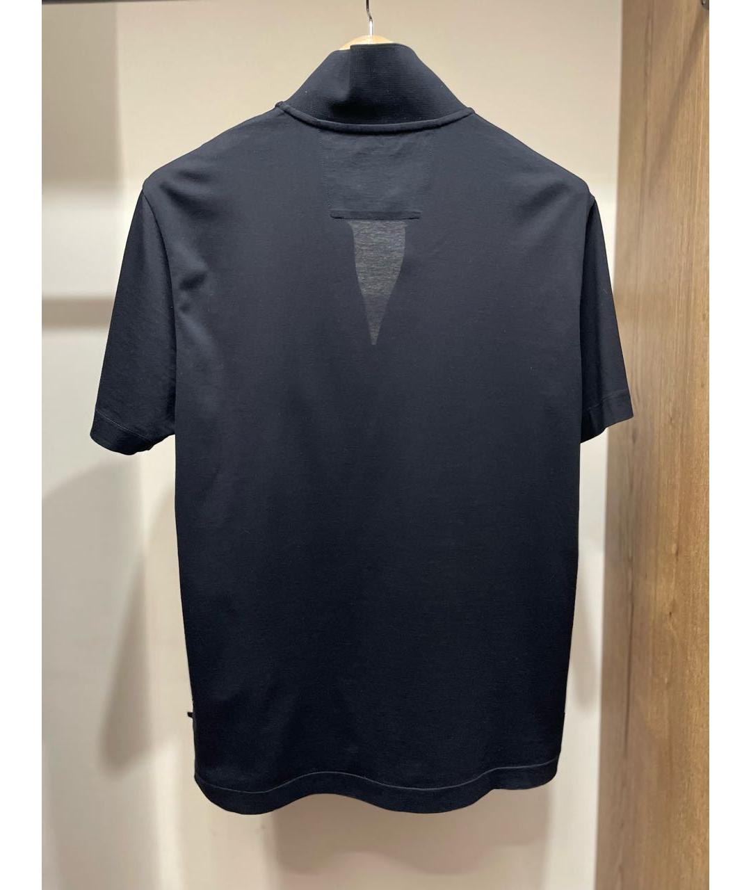 HUGO BOSS Темно-синее хлопко-эластановое поло с коротким рукавом, фото 2