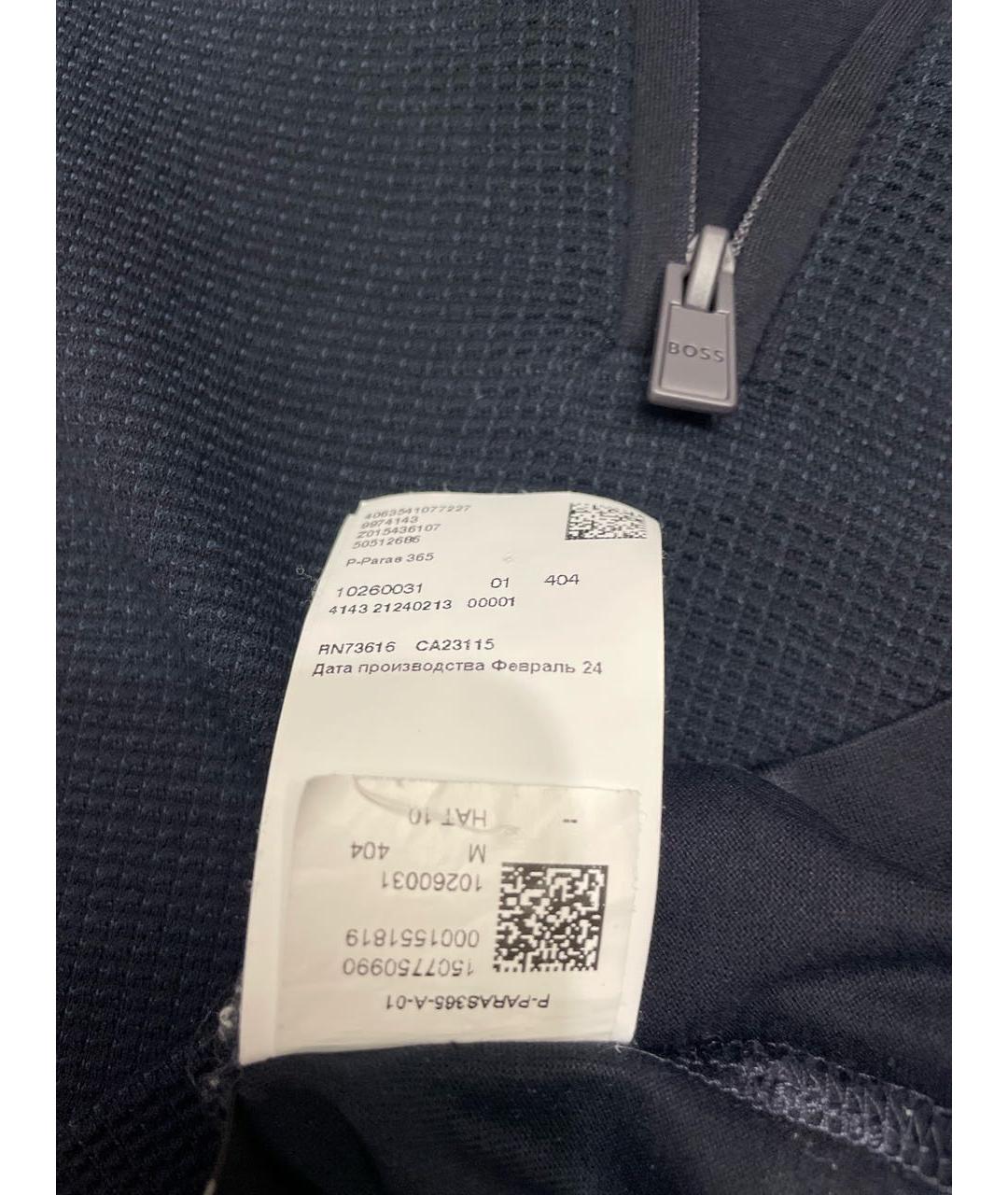 HUGO BOSS Темно-синее хлопко-эластановое поло с коротким рукавом, фото 5