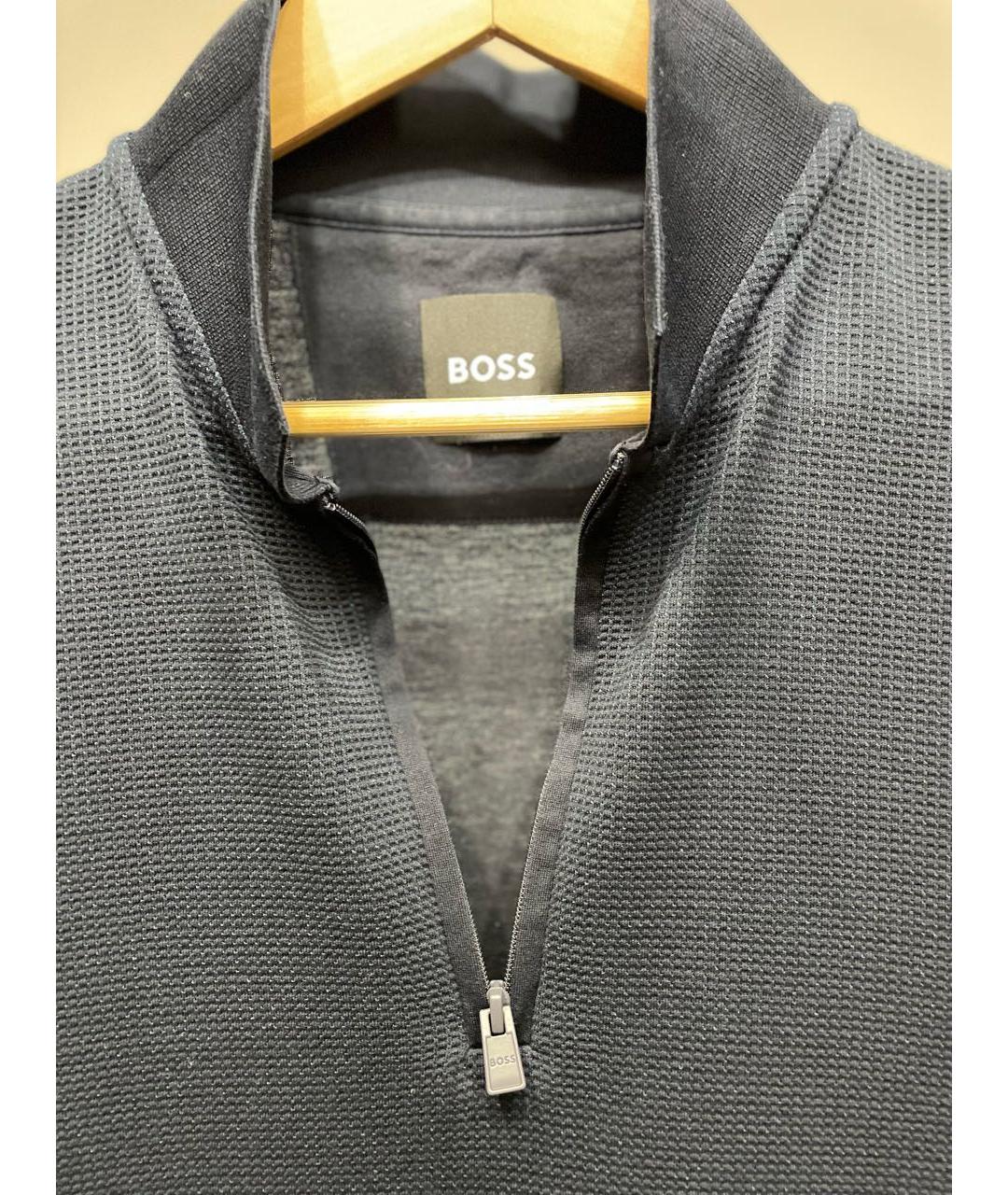 HUGO BOSS Темно-синее хлопко-эластановое поло с коротким рукавом, фото 4