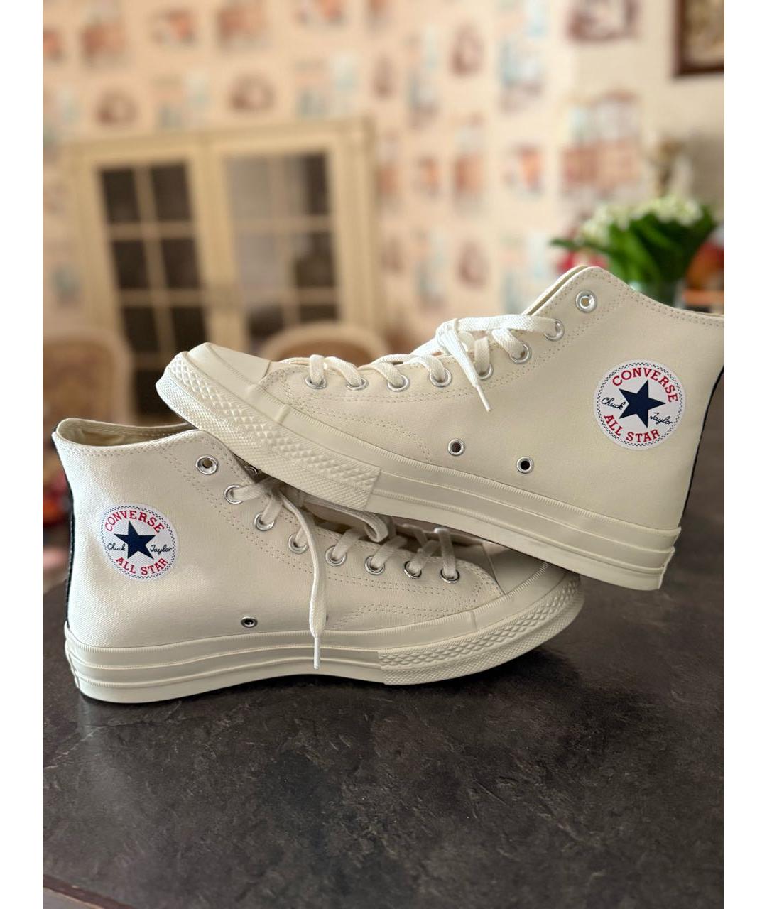 CONVERSE Белые текстильные высокие кроссовки / кеды, фото 6