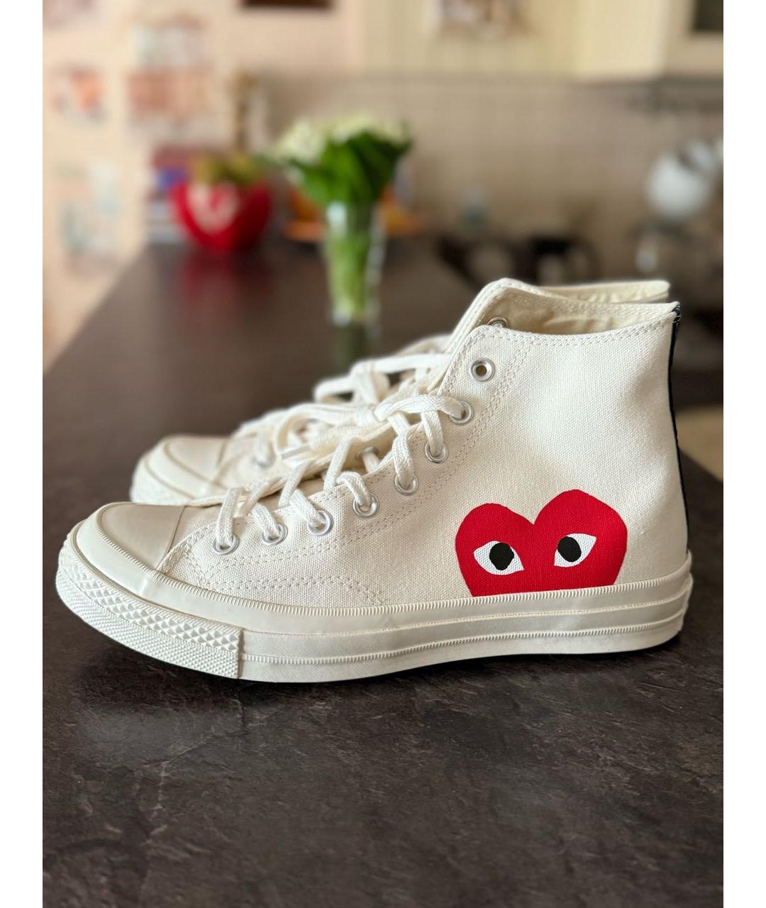 CONVERSE Белые текстильные высокие кроссовки / кеды, фото 5