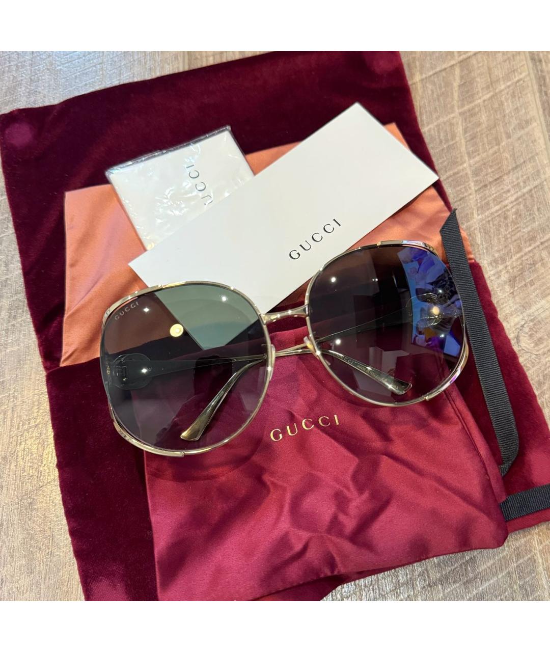 GUCCI Зеленые металлические солнцезащитные очки, фото 3