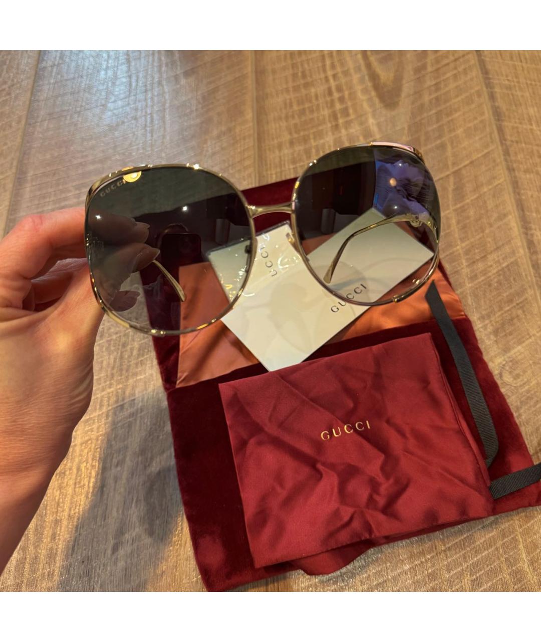 GUCCI Зеленые металлические солнцезащитные очки, фото 5