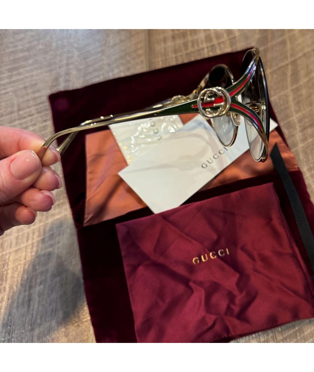 GUCCI Зеленые металлические солнцезащитные очки, фото 2