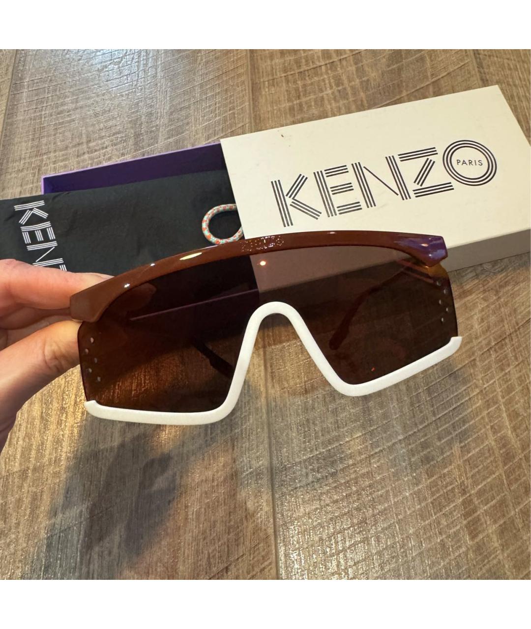 KENZO Коричневые пластиковые солнцезащитные очки, фото 4