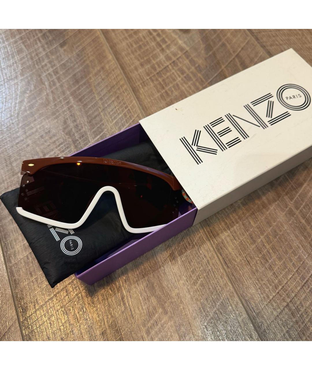 KENZO Коричневые пластиковые солнцезащитные очки, фото 3