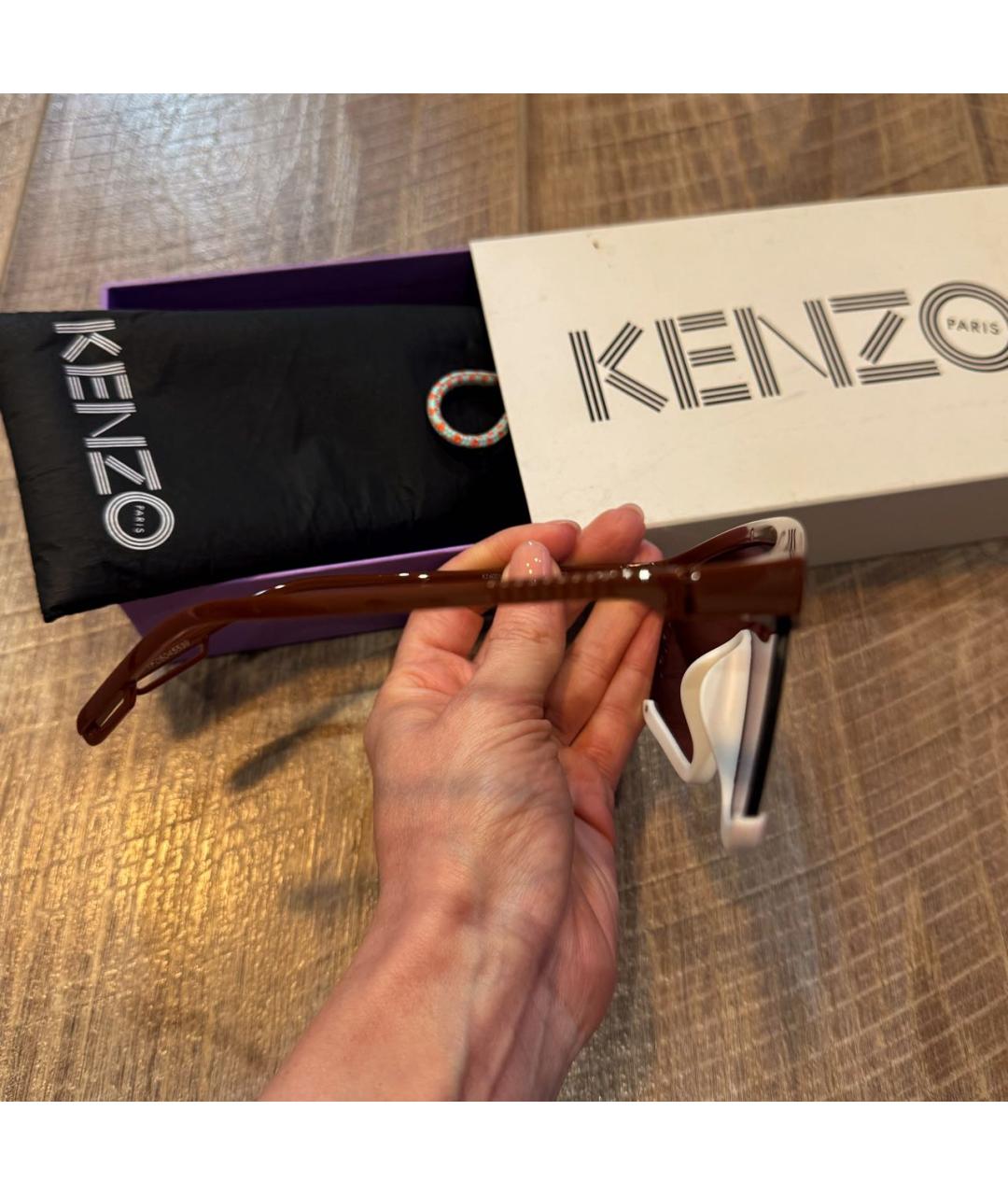 KENZO Коричневые пластиковые солнцезащитные очки, фото 2