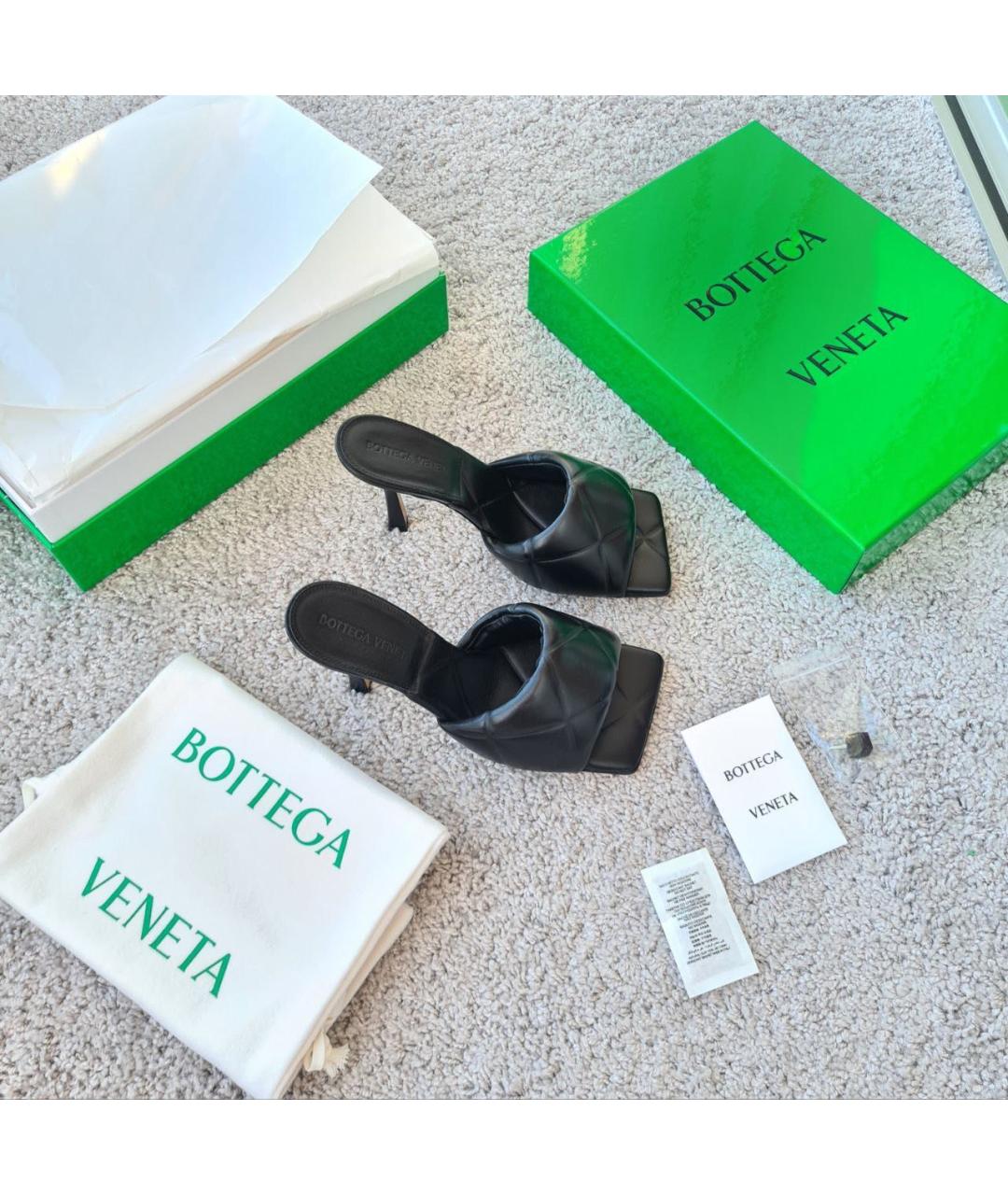 BOTTEGA VENETA Черные кожаные босоножки, фото 2