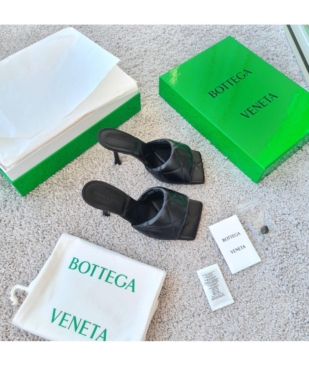 BOTTEGA VENETA Черные кожаные босоножки, фото 8