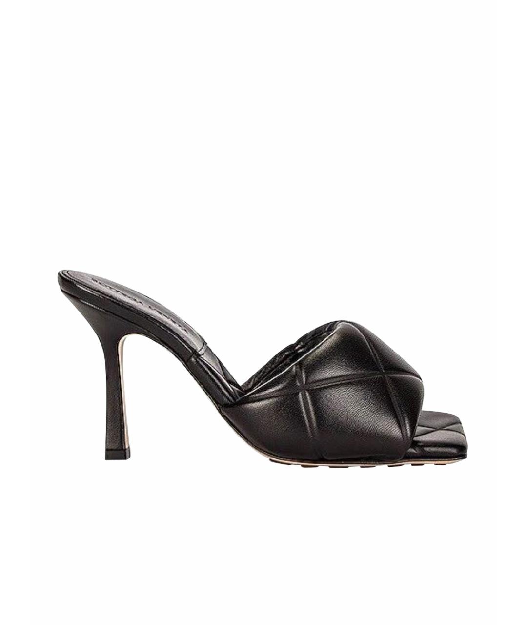 BOTTEGA VENETA Черные кожаные босоножки, фото 1