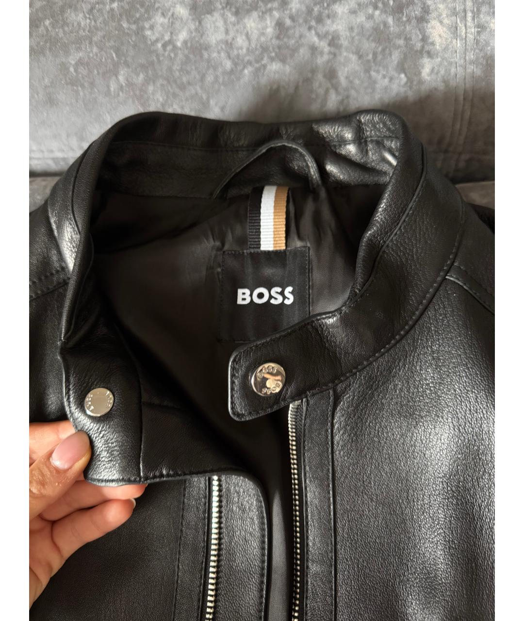 HUGO BOSS Черная кожаная куртка, фото 3