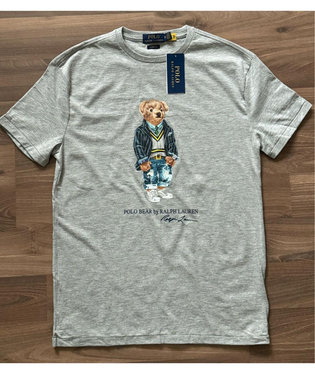 POLO RALPH LAUREN Серая хлопковая футболка, фото 5