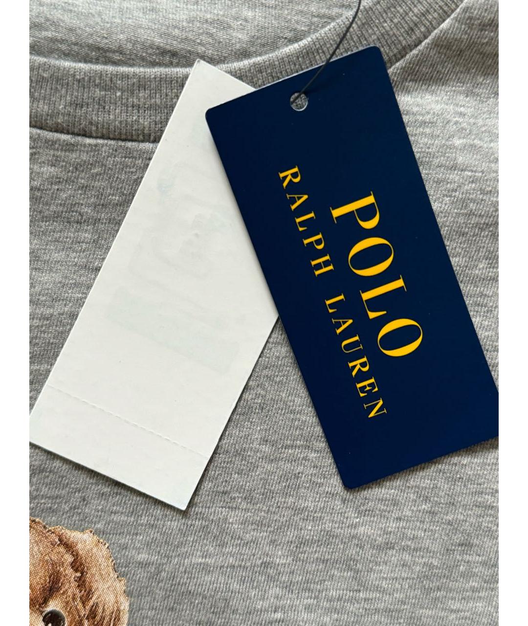 POLO RALPH LAUREN Серая хлопковая футболка, фото 2