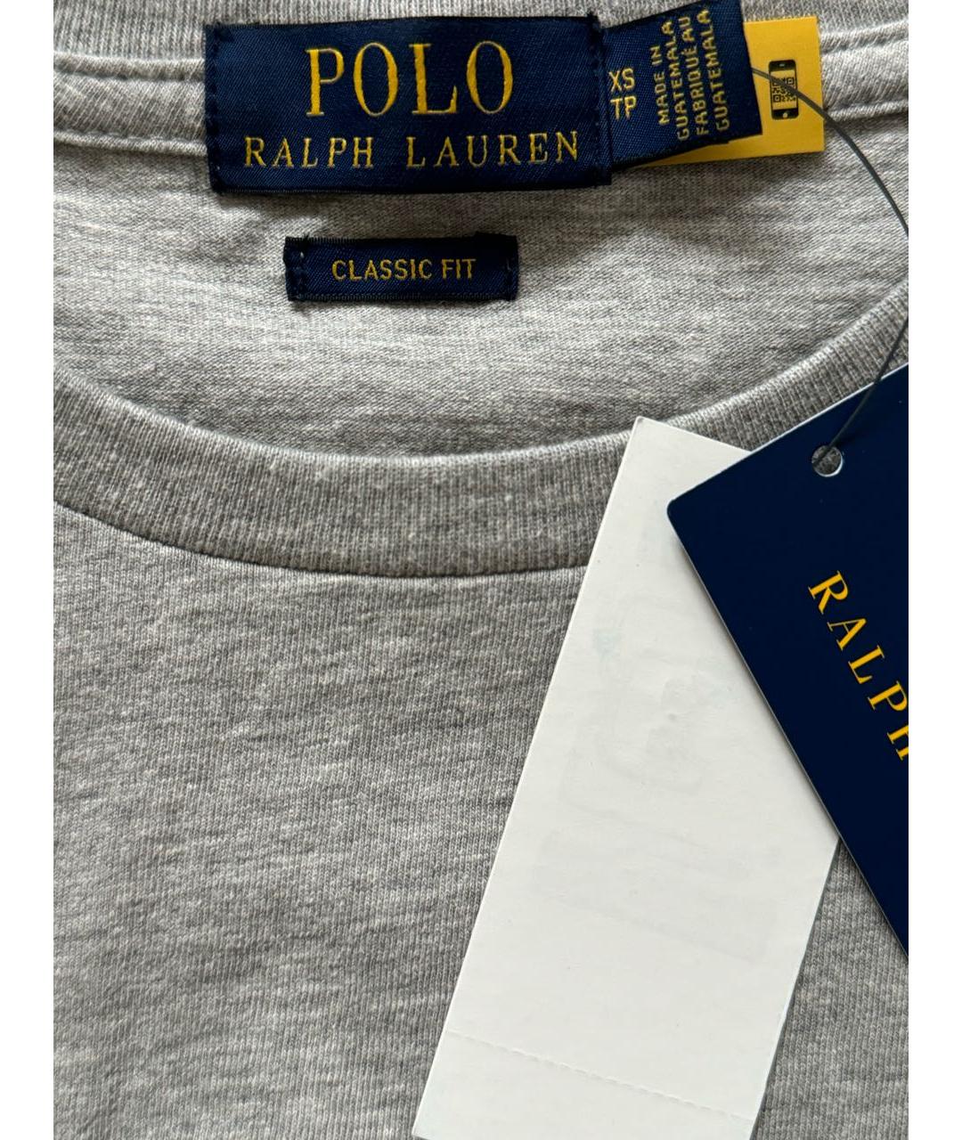 POLO RALPH LAUREN Серая хлопковая футболка, фото 3