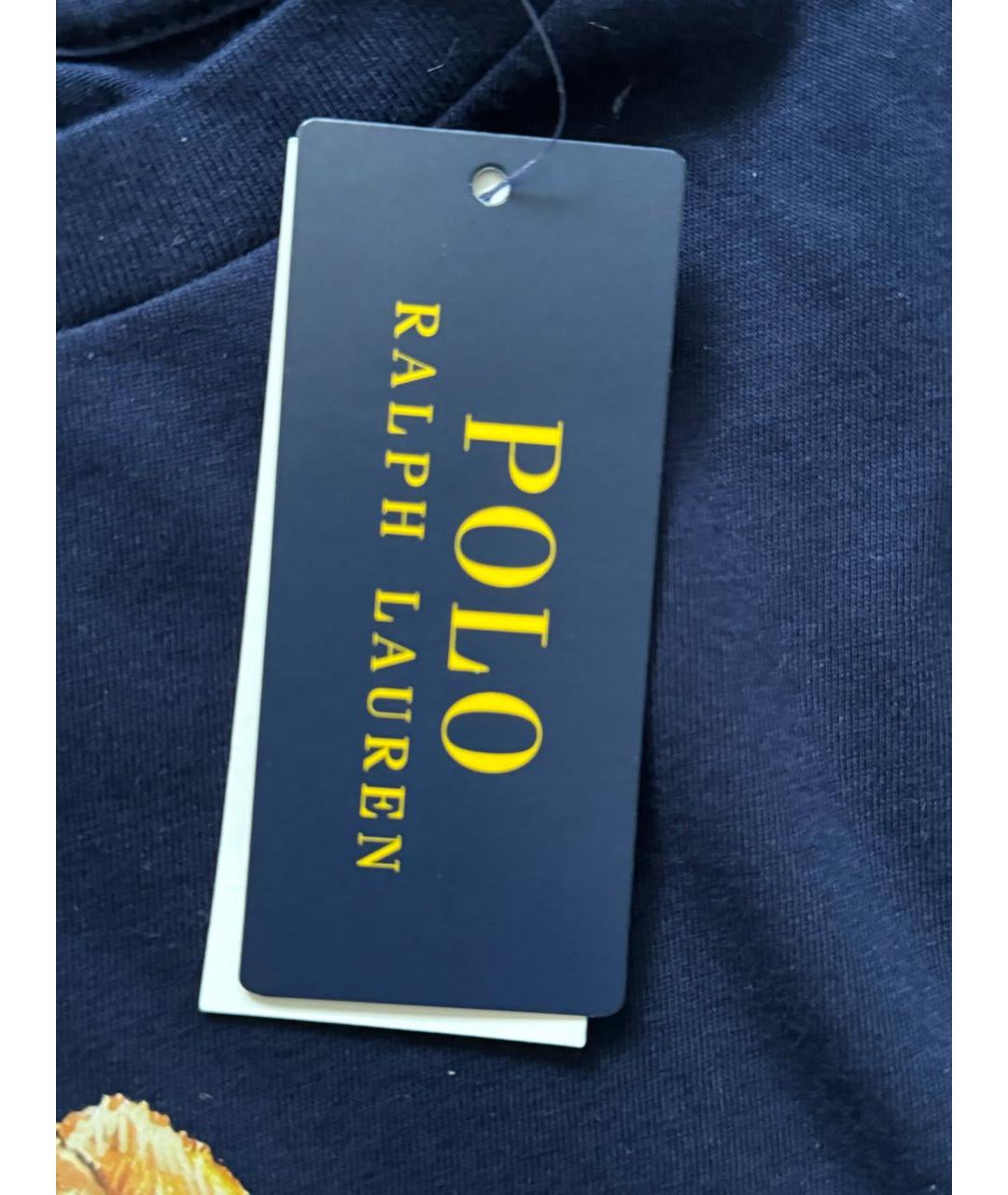 POLO RALPH LAUREN Темно-синяя хлопковая футболка, фото 2