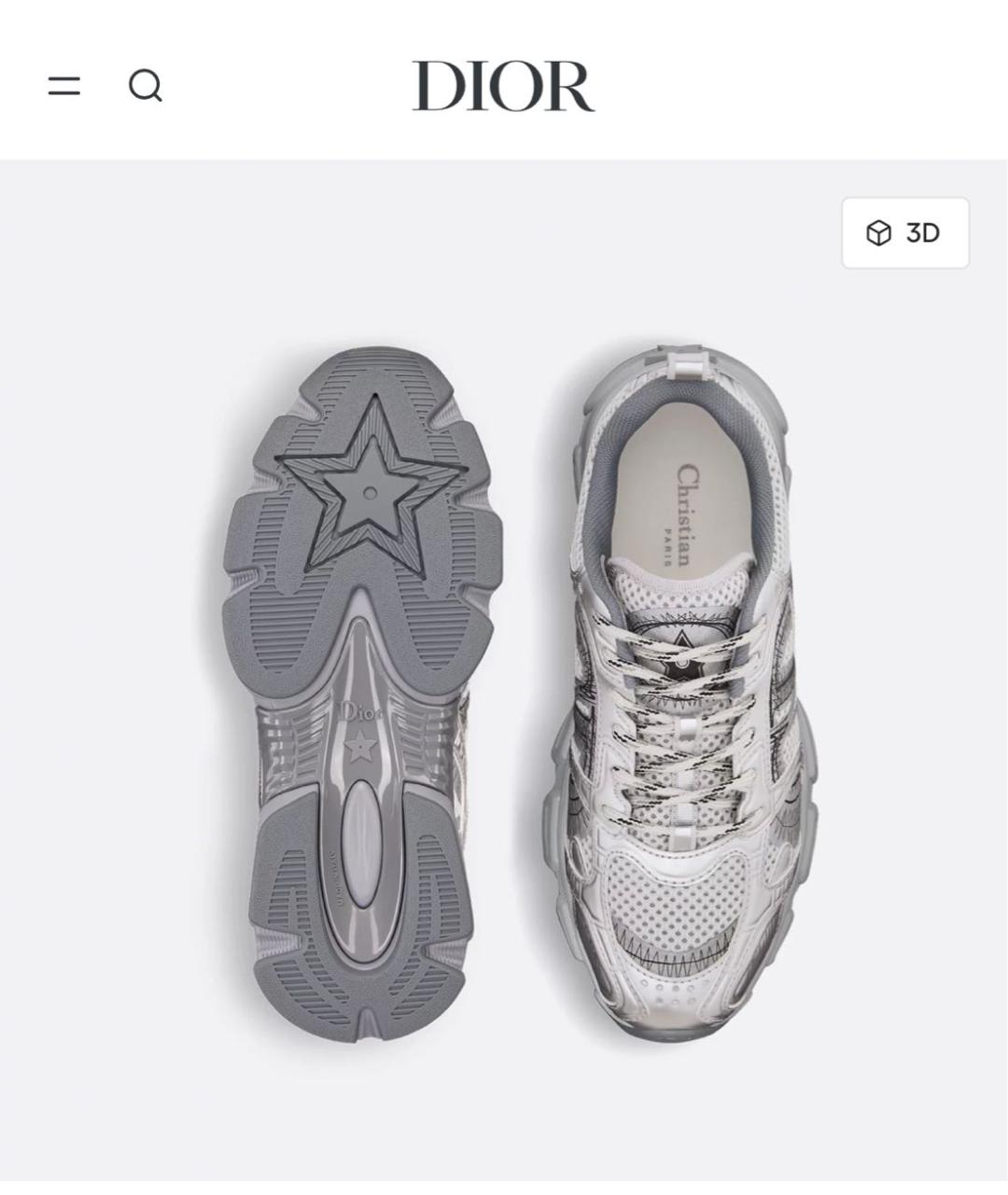 CHRISTIAN DIOR Серебряные кроссовки, фото 3