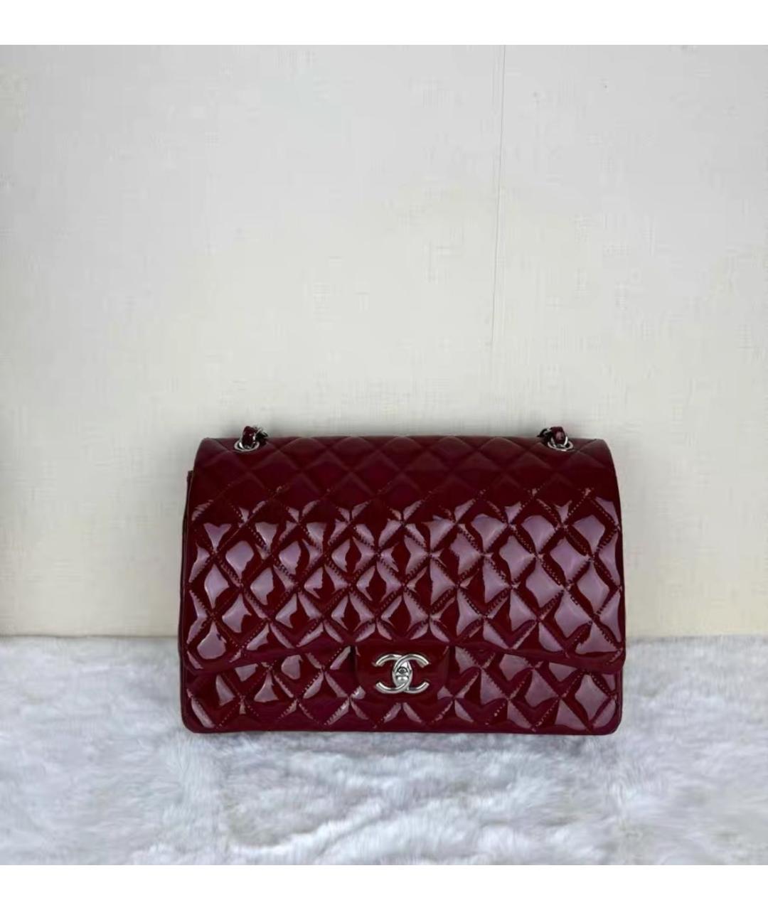 CHANEL Бордовая сумка через плечо из лакированной кожи, фото 2