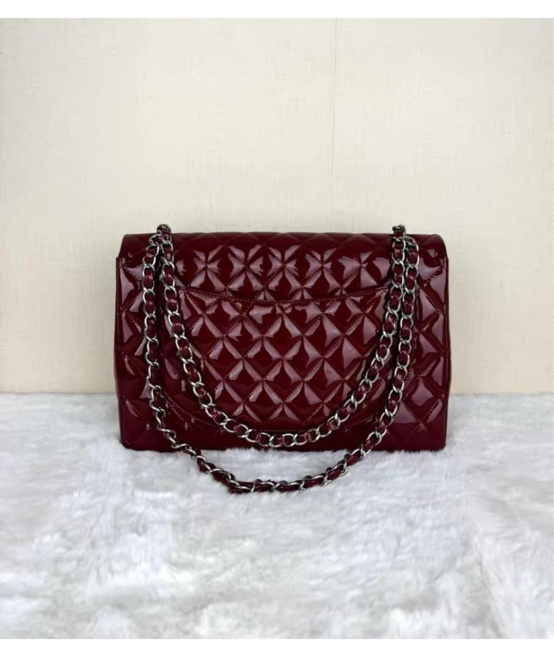 CHANEL Бордовая сумка через плечо из лакированной кожи, фото 3