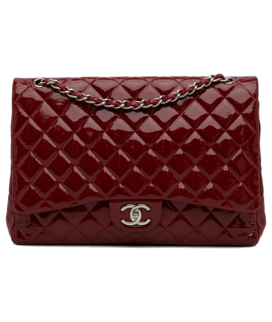 CHANEL Бордовая сумка через плечо из лакированной кожи, фото 9
