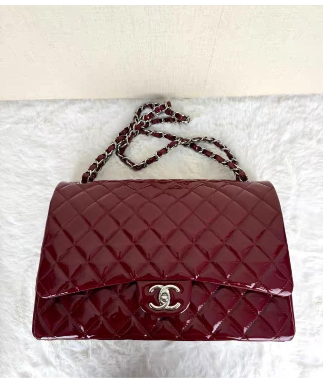 CHANEL Бордовая сумка через плечо из лакированной кожи, фото 7