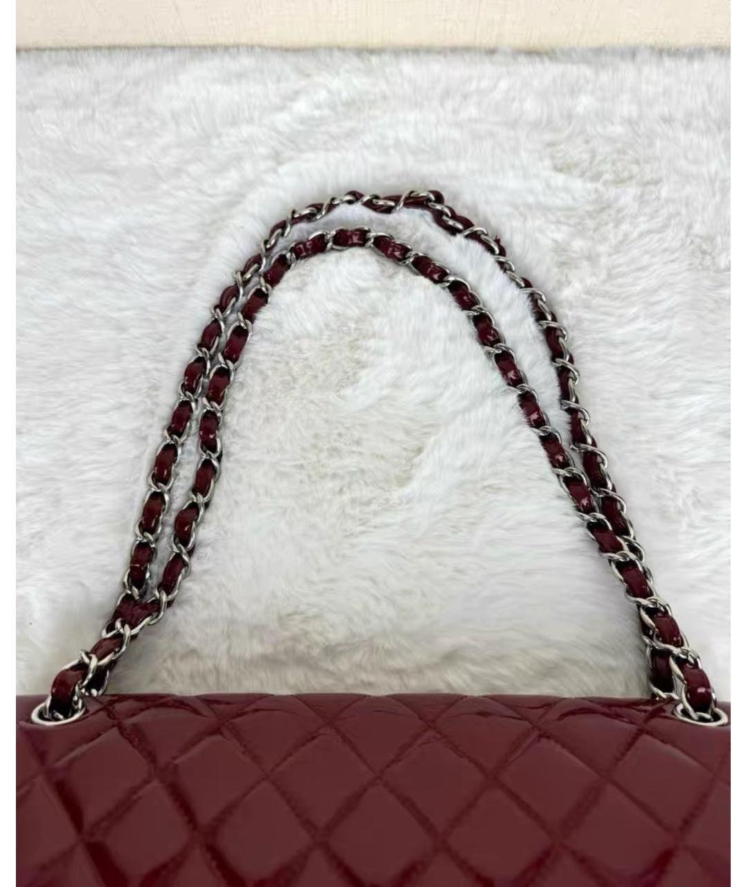CHANEL Бордовая сумка через плечо из лакированной кожи, фото 8