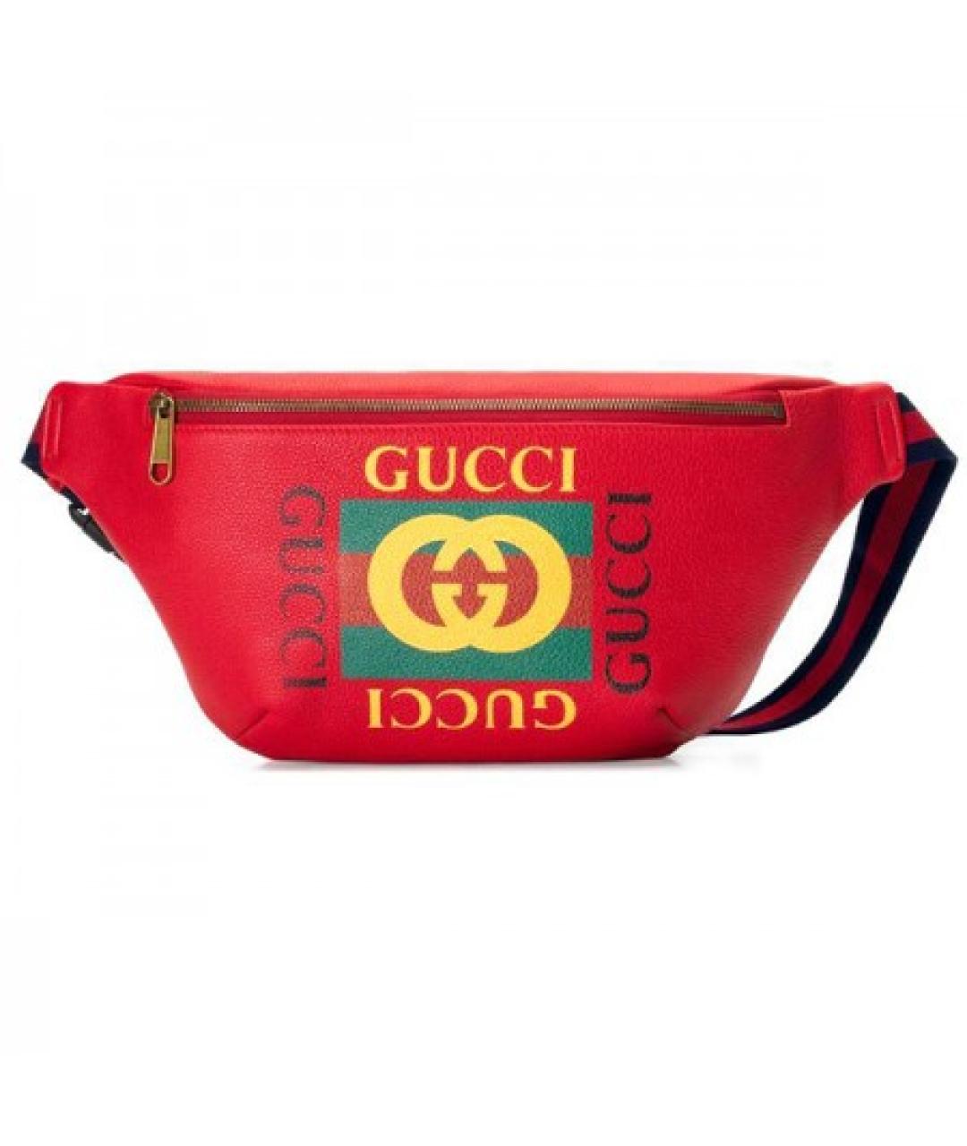 GUCCI Красная кожаная поясная сумка, фото 1