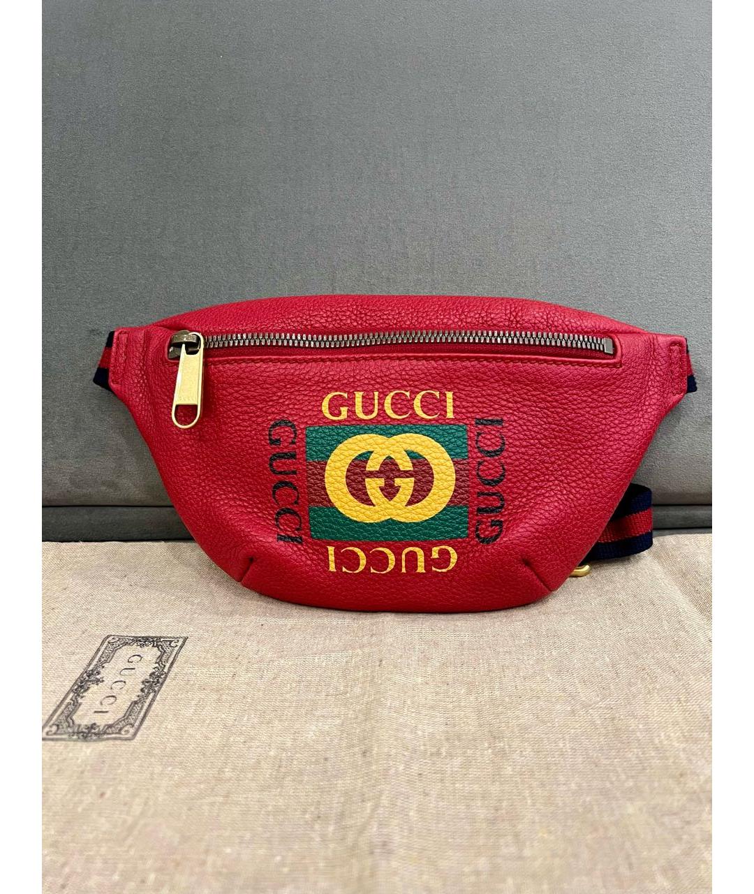 GUCCI Красная кожаная поясная сумка, фото 2