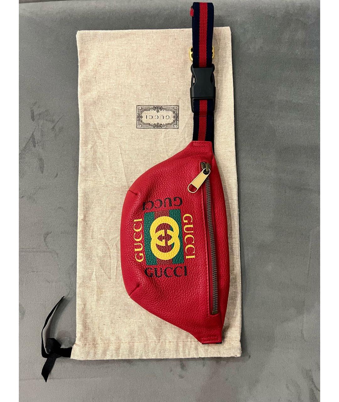 GUCCI Красная кожаная поясная сумка, фото 3